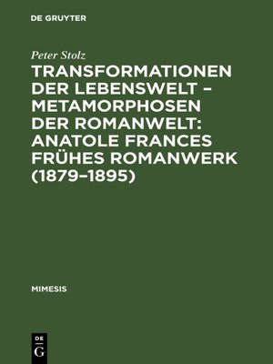 cover image of Transformationen der Lebenswelt – Metamorphosen der Romanwelt